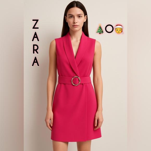Merry Christmas 🎄🧑‍🎄New collection is ZARA pink dress with belt so stylish 💥😍 - Picture 1 of 14